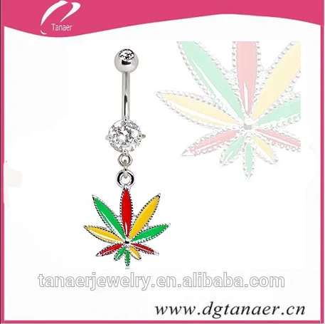 316l хирургическая сталь раста горшок лист пупок пирсинг кольцо