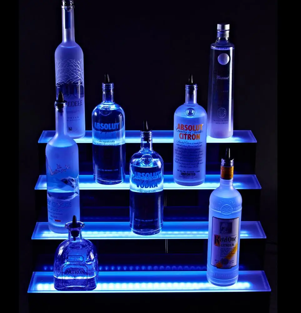 Acrylic NEW Wall Mounted  LED Lighted Liquor Shelf Bottle Display