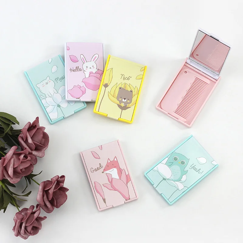 Wholesale Travel Product 2020 Plastic Cute Square Folding Makeup Table Hand Mirrors