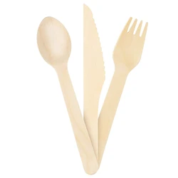 Biodegradable Disposable Bamboo Cutlery set |100% Eco Friendly | Premium Recyclable Bamboo Dinnerware Utensils |6 Inch