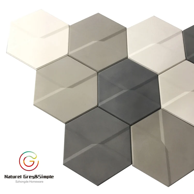 Hexagon Concrete  Design 3D Decorative Concrete Cement Wall Tiles