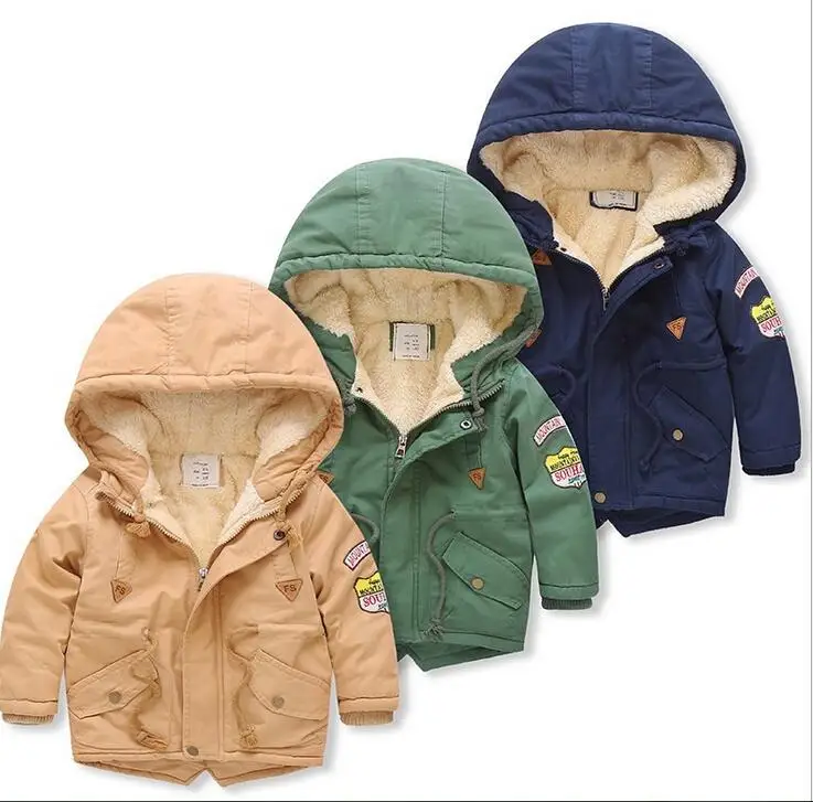 
Wholesale Winter Children Thick Jacket Coat Kids Boys Fleece Jacket Down Parkas Warm Hooded Coat 3-8Y 