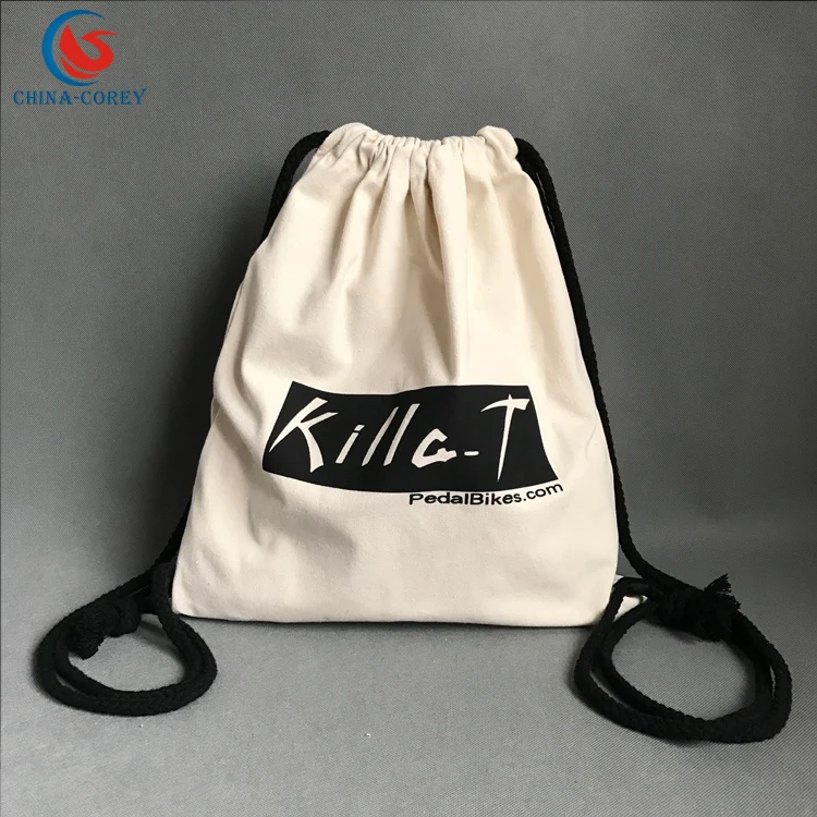 
cotton canvas gym sport duffle bag with logo printed for promotional 