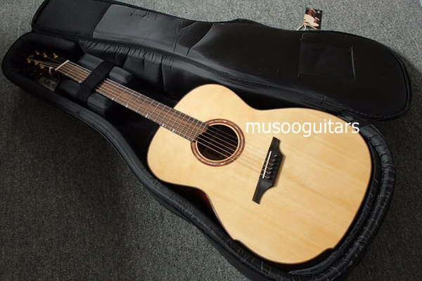 Musoo brand acoustic guitar with fanned frets by handcraft with bag