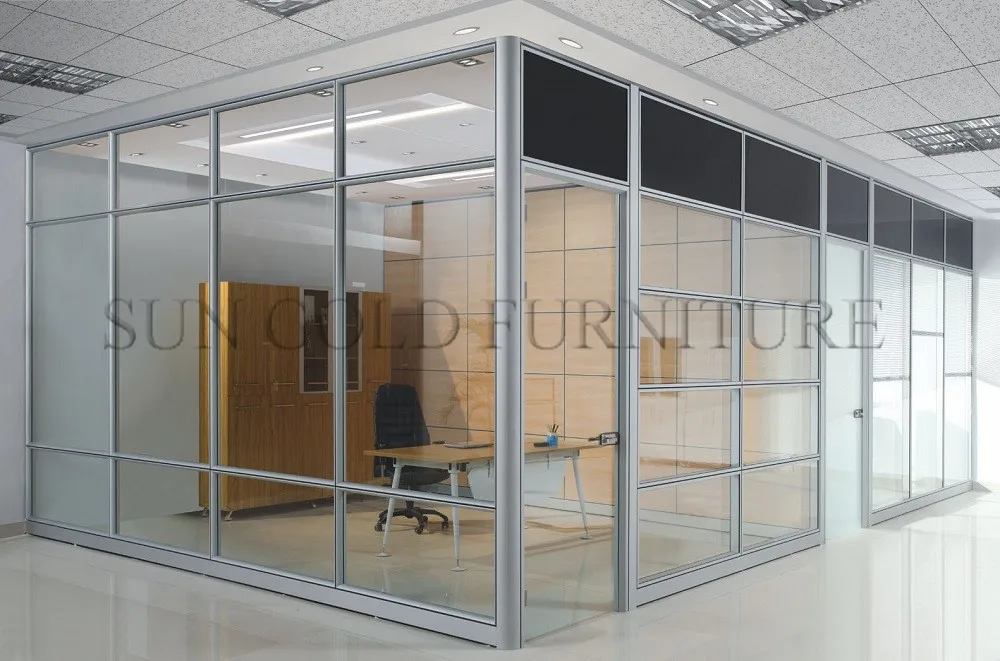 Aluminum Frame tempered glass wall room divide office partition wall