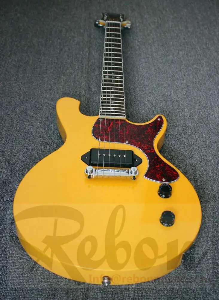 Weifang Rebon 6 String LP junior P90 pickup electric guitar in yellow colour