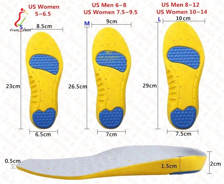 Comfortable soft memory foam gel insoles arch support massaging  insoles