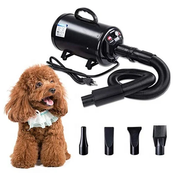 2400W 3.2HP Pet Dog Cat Grooming Hair Force Dryer Quick Blower Heater Electrodeless Speed 4 Nozzles Yellow/Black