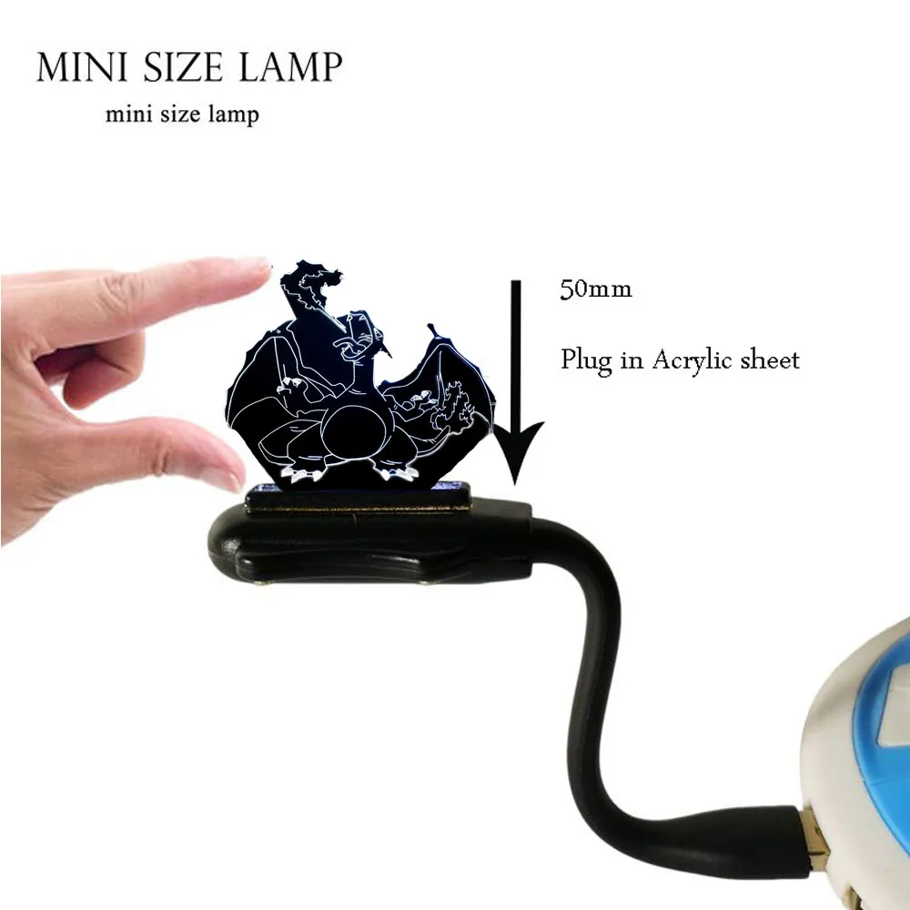 New LED Reading  Lava lamparas Pokemon Go Action 3D Mini USB Lamp For Laptop Pikachu Eevee  Bulbasaur Kids Toy Gift Night Light