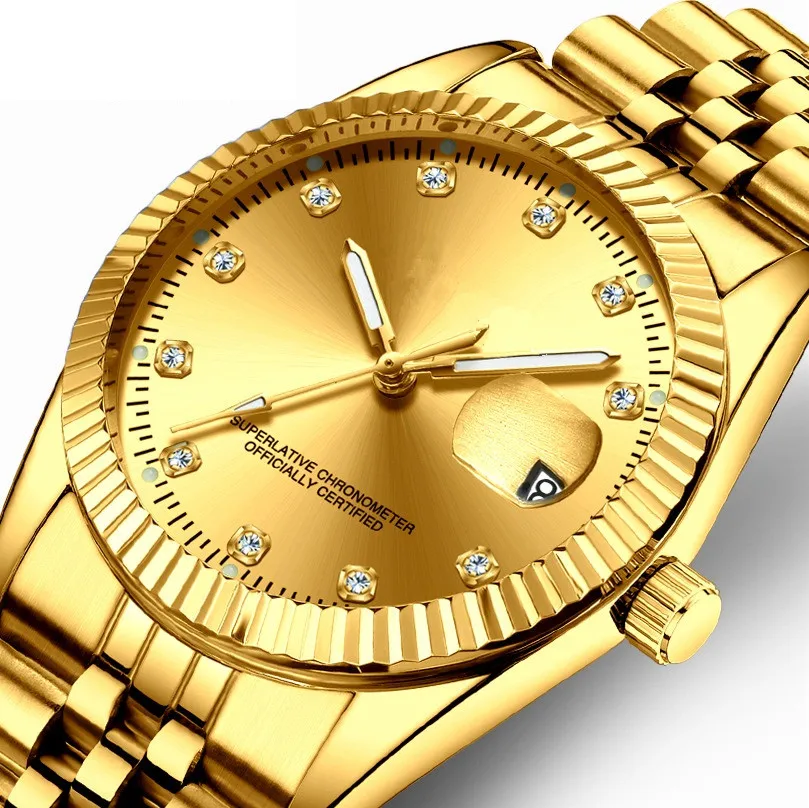 
New high quality gold role date men gold water proof wrist watch 
