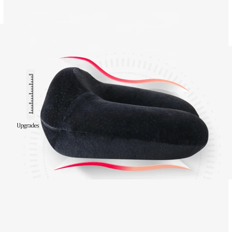 Black Color Jacquard Velvet Fabric Cover Memory Foam U Shape Pillow Travel Neck Pillow