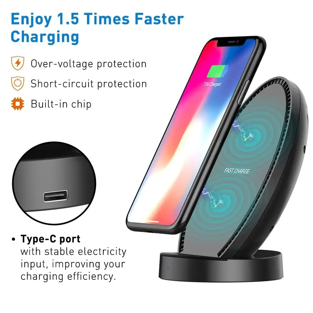 for iphone and for samsung smart cell phone Two coils fast phone wireless charging 10w 15w fast charging stand