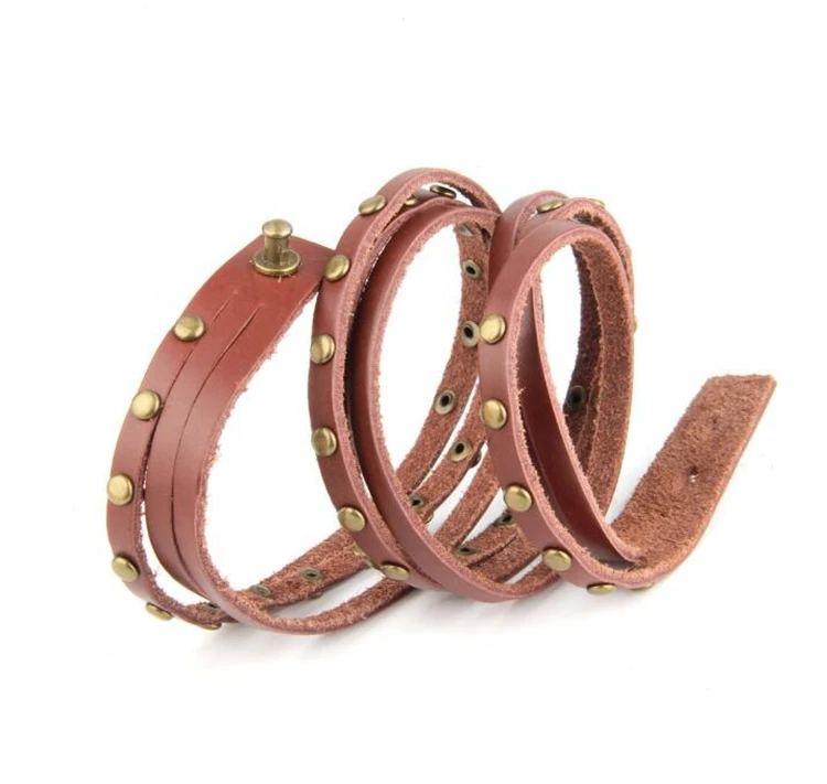Punk style top layer leather bracelet for young