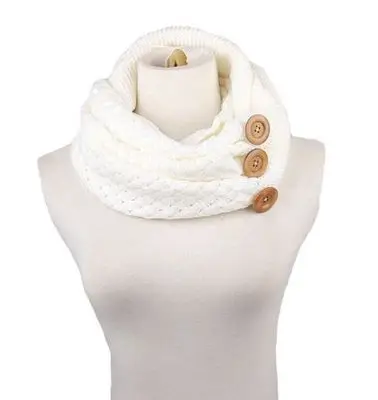 2019 New Autumn Winter Warm Neck Ladies Women Girls  Knit Scarf With Buttons Knitted Neck Scarf