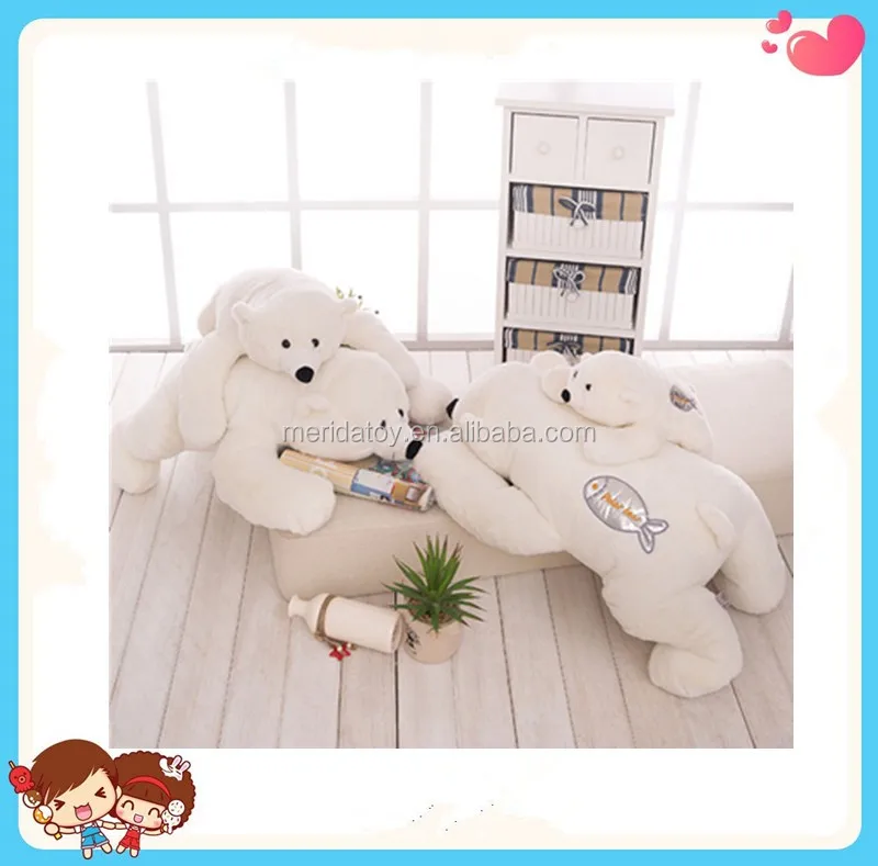lifelike soft stuffed plush white bear toy cushion polar bear toy for kids