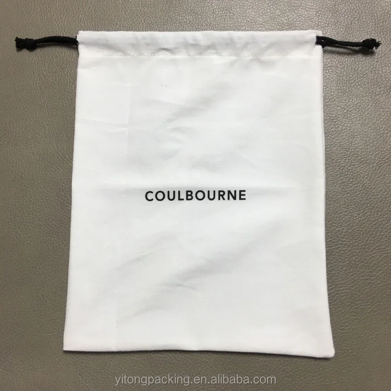 White Brushed Cotton Cloth Dust Bag With Print