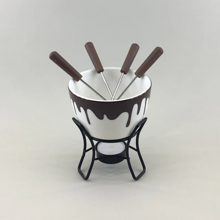 Customized cookware novelty table mini cheap european ceramic fondue set