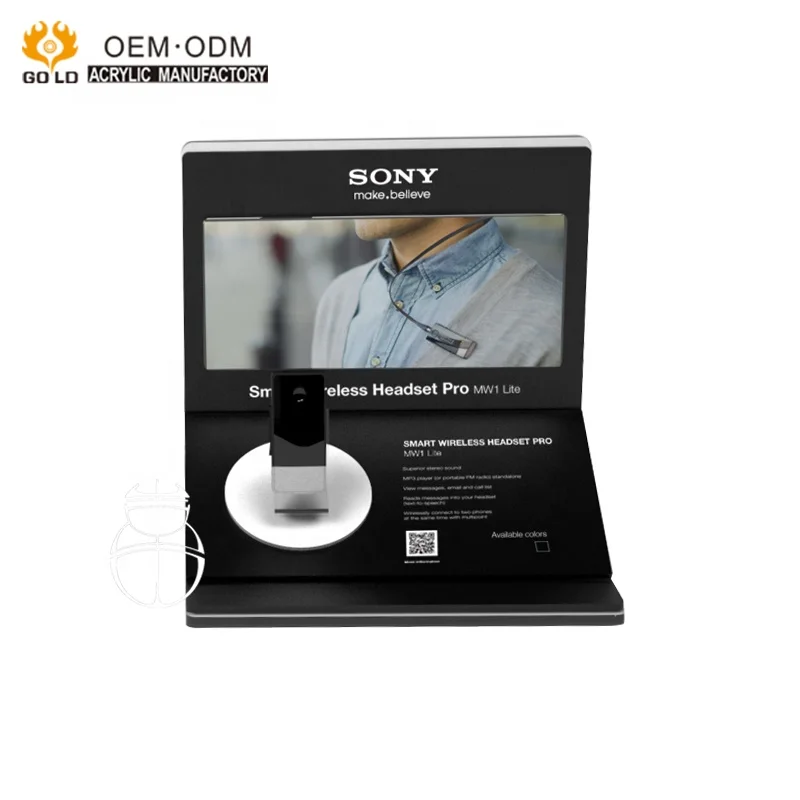 Fashion Style Modern Counter Top Icd Acrylic Blue Tooth Headset Store Display  Rack