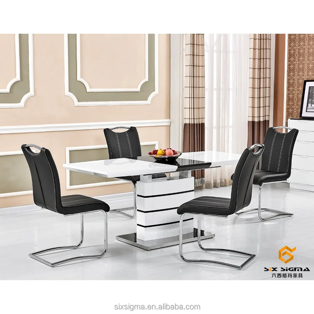
Special tempered glass top with high glossy dining table set 