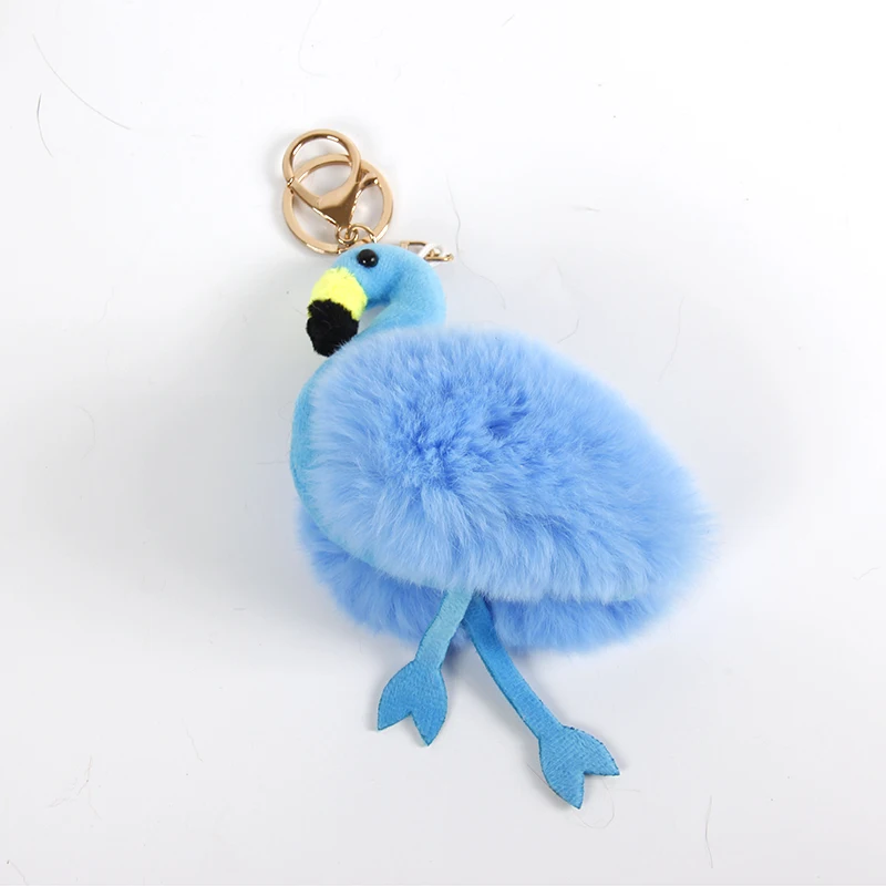 
Wholesale rabbit fur fire bird key pendant, fashion plush car key ring, suitable for all ages of key chain 