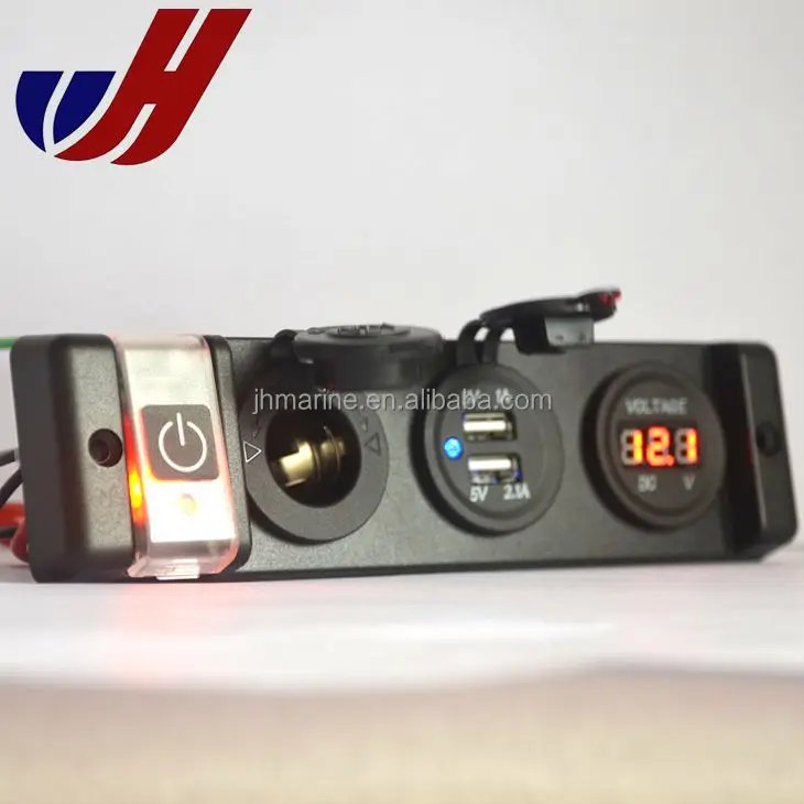 Панельное крепление 12 В, двойное зарядное устройство USB, розетка и сигаретные силовые розетки с автоматическим выключателем