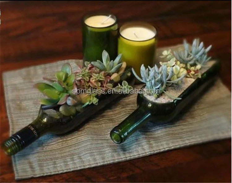 cut bottle wine glass vase as wine bottle vase with open side