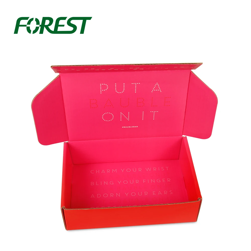Factory direct red colored corrugated paper outer carton box with logo print