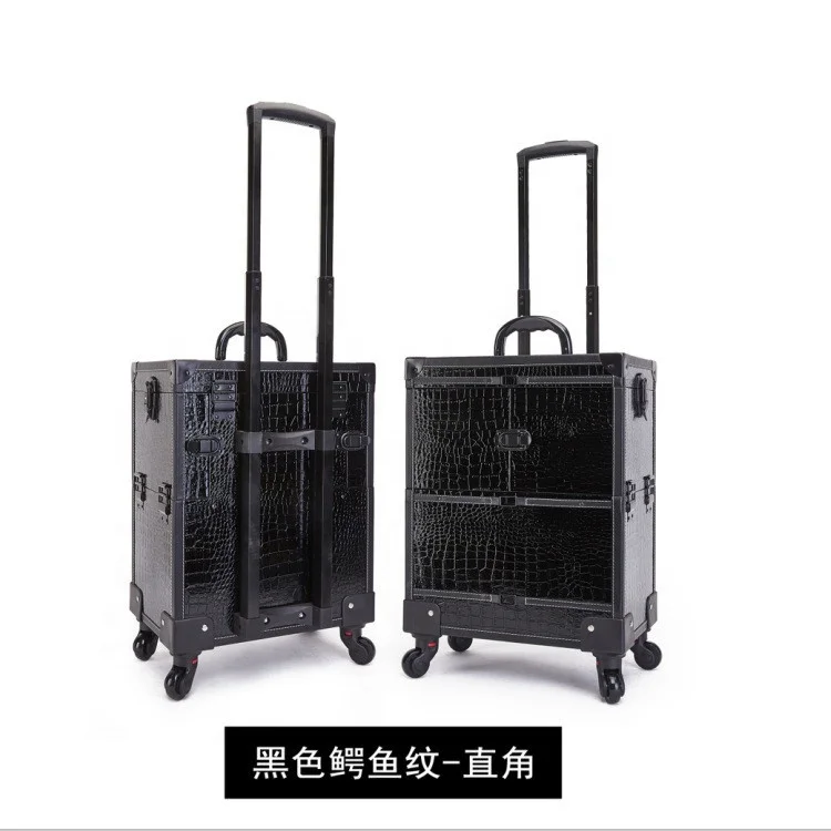 Melason Factory directly LED Lighted Professional Drawbar Universal Wheel Aluminum Alloy TravelCosmetic Makeup Case  65*40*23cm