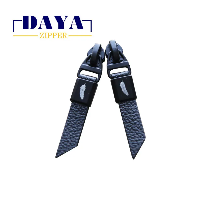 PU puller no.5 LFC zipper slider electrophoresis  black alloy waterproof zipper