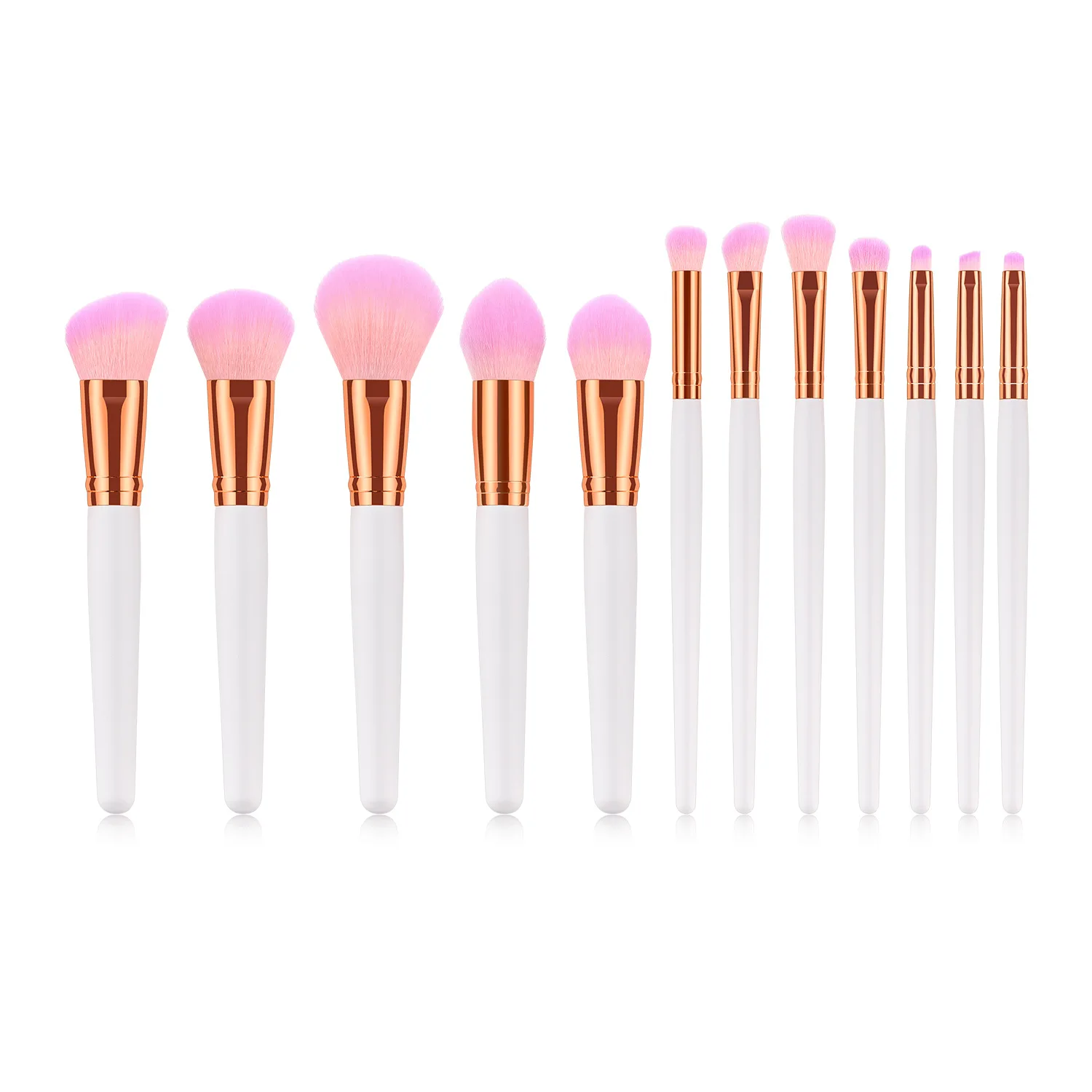 12pcs Luxury white handle Cosmetic Brushes Set makeup brush set With Private Logo with free sample