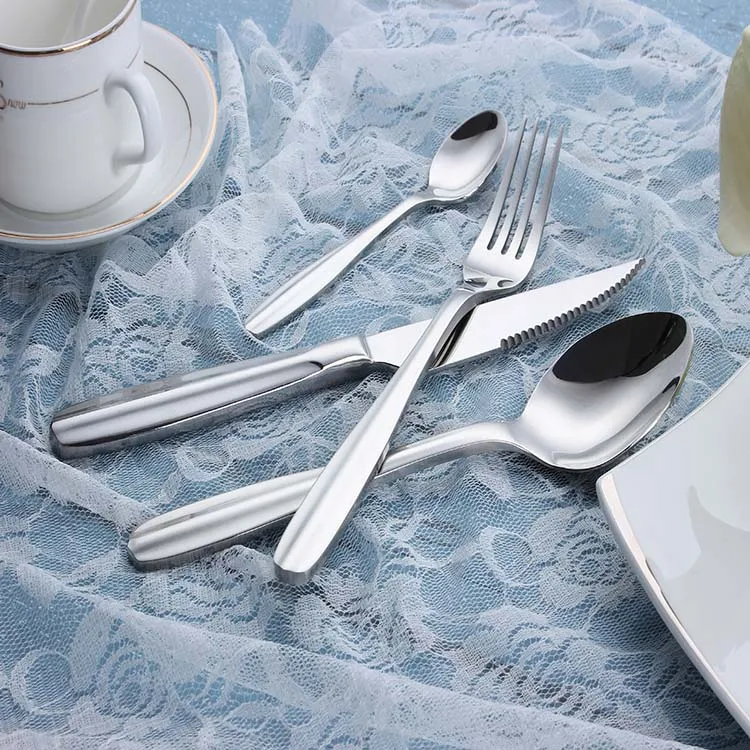High quality bright silver cutlery stainless steel spoon and fork set