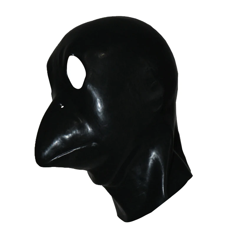 Woman Latex Mask Rubber Unisex Hood Parrot Teeth Lip Facing Sheath Tongue Nose Tube Fetish Latex Head Mask
