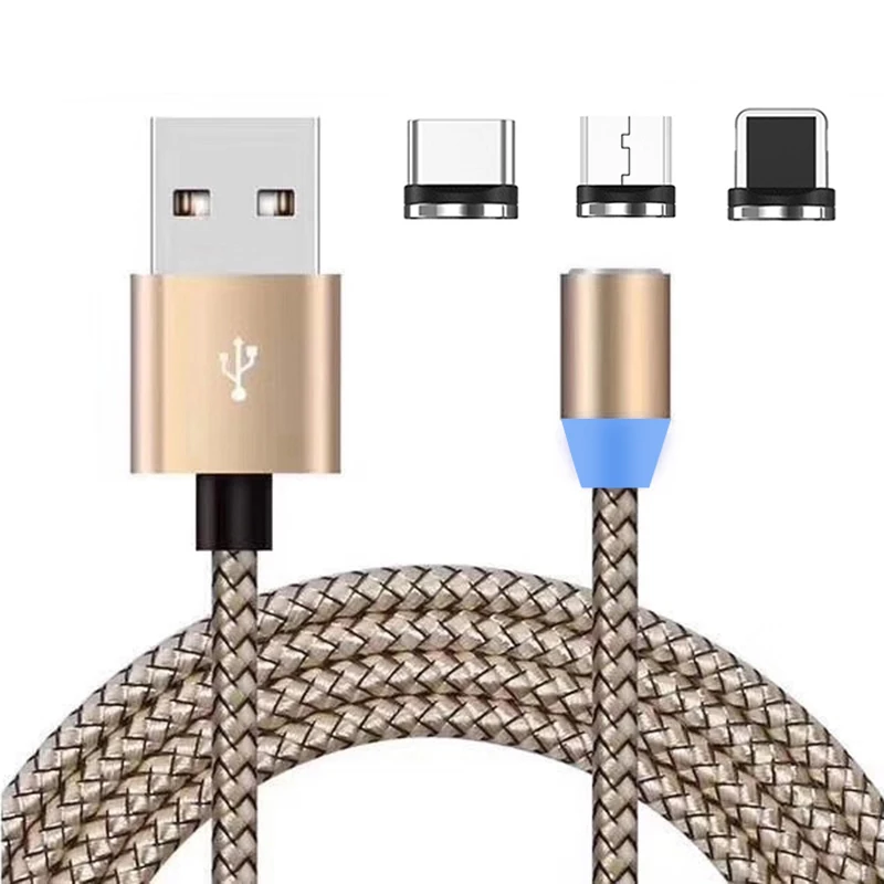 
For Ios Android Micro Type C 360 Degree Rotation Phone Cable Magnet Charging Cable 