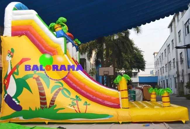 inflatable double slide, giant inflatable slide, inflatable dino slide