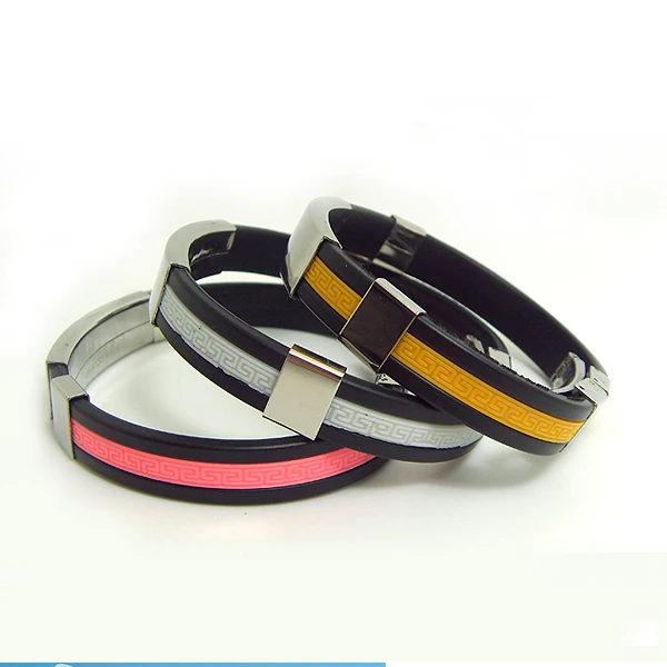 
Wholesale Customized Stainless Steel Adjustable Silicone Rubber Bracelets 