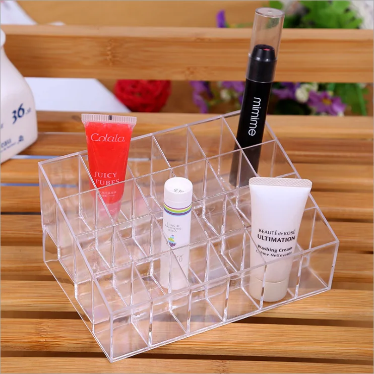 
New Product 24 Grids Large Lipstick Rack Cosmetic Finishing Box Desktop Clear Storage Box 