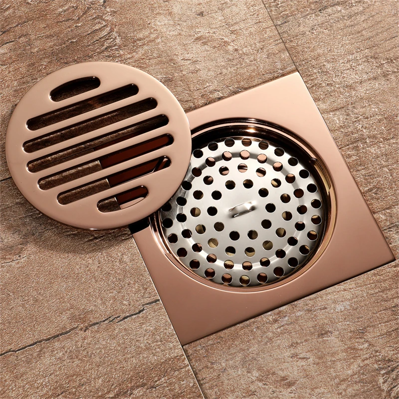 HIDEEP Bathroom accessories brass rose gold floor drain shower anti-odor floor drain