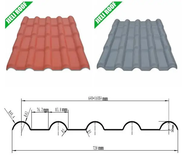 
JIELI heat insulation resistant long span plain bent fiber cement glass roof tile 