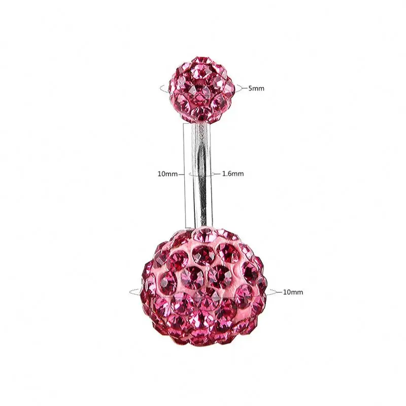 Fashion Screw Big Diamond Balls Navel Ring Bars Piercing Jewelry Woman Belly Button Ring