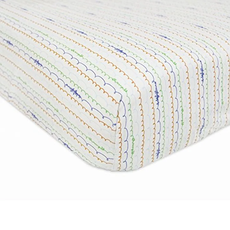 
100%Cotton fitted crib sheet custom design high quality baby sheet 