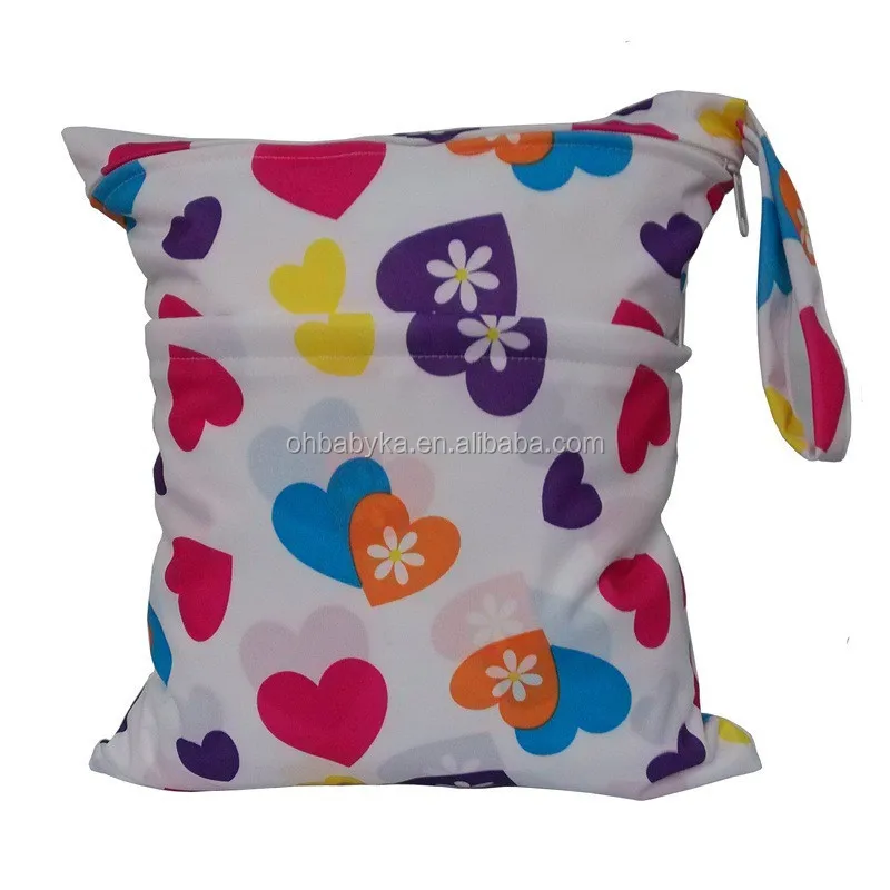 Ohbabyka Pattern PUL Waterproof Wet Diaper Bag For Baby Or Swim With Zipper And Handle