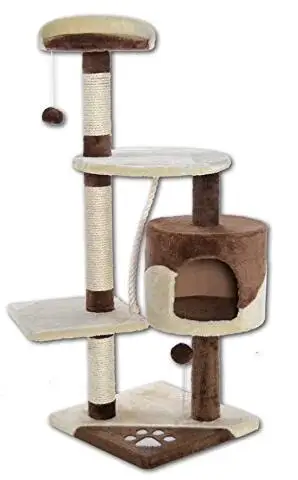 Plush Wooden Pet Condo Tower Furniture Toys Cat Scratcher Tree House