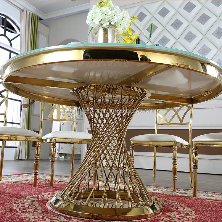 
Home furniture rose gold round dining room table 
