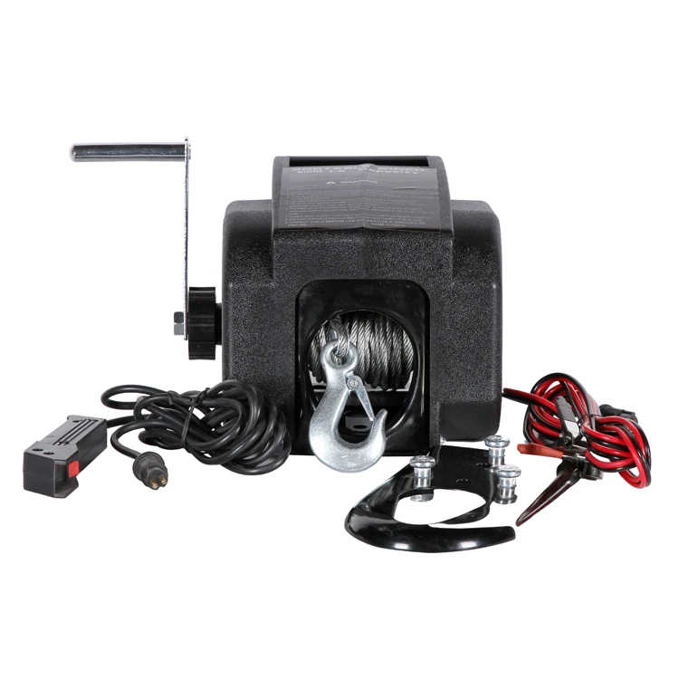 Portable 12v electric boat winch for pulling boats, stuck vehicles and other heavy items