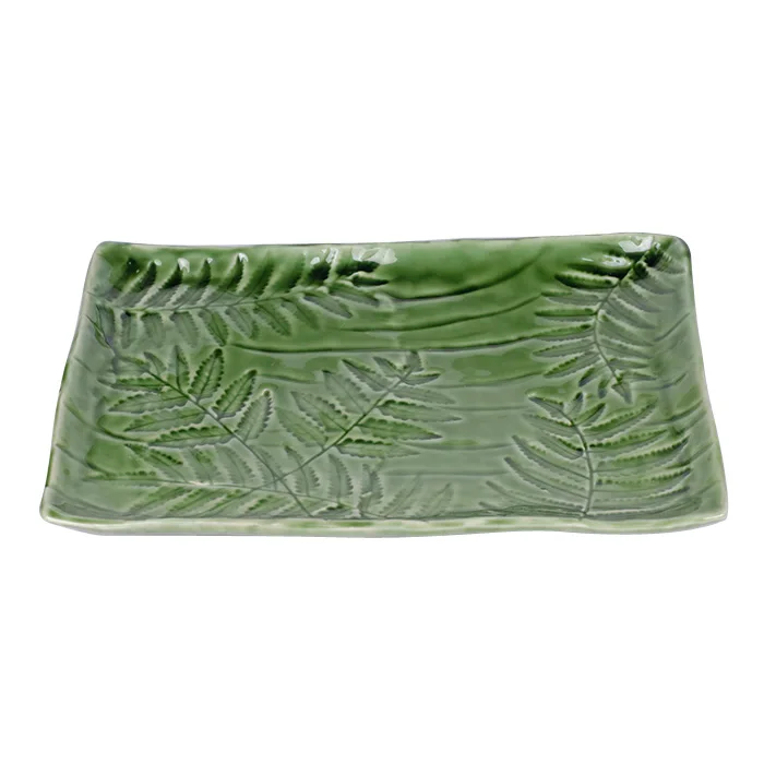 
Wholesale Green Leaf Shaped Ceramic Porcelain plate Dishes Tableware For Home Decoration 