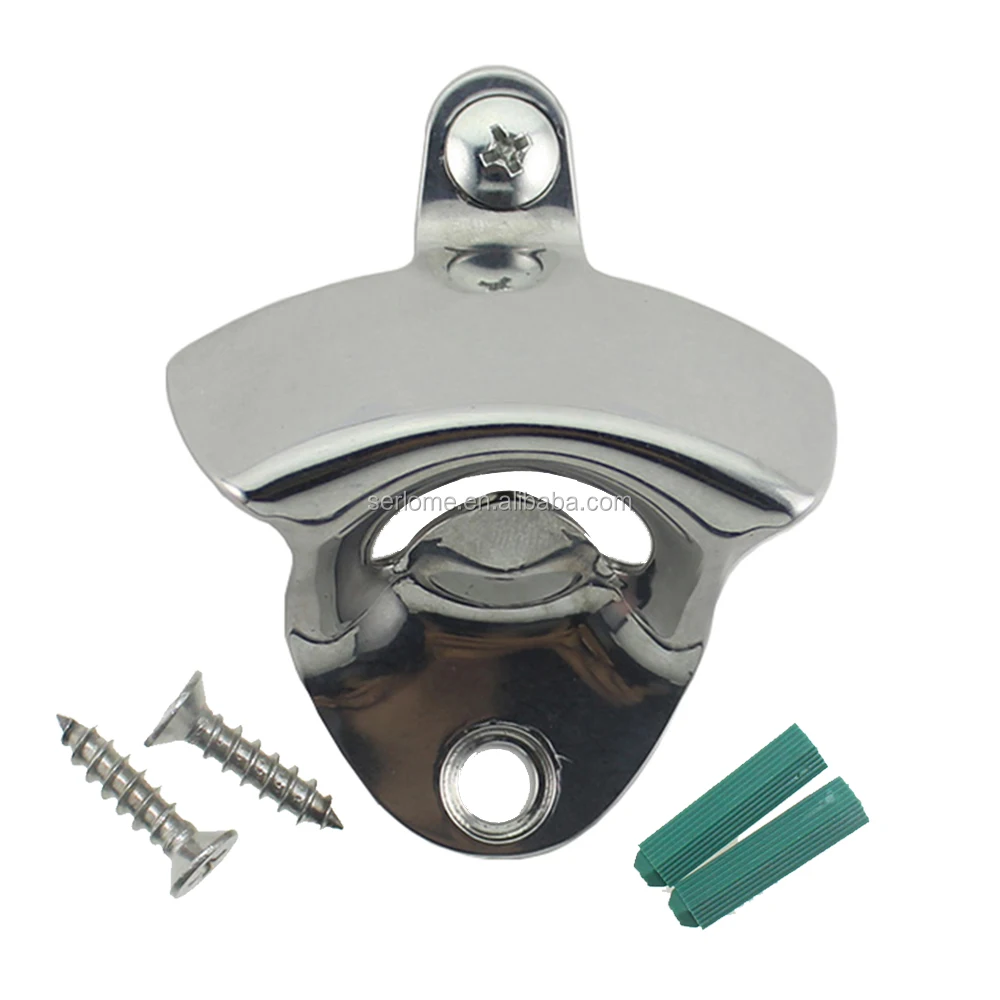 Amazon Hot Selling High Polished Shiny Stainless Steel Stationary Wall Mounted Bottle Opener