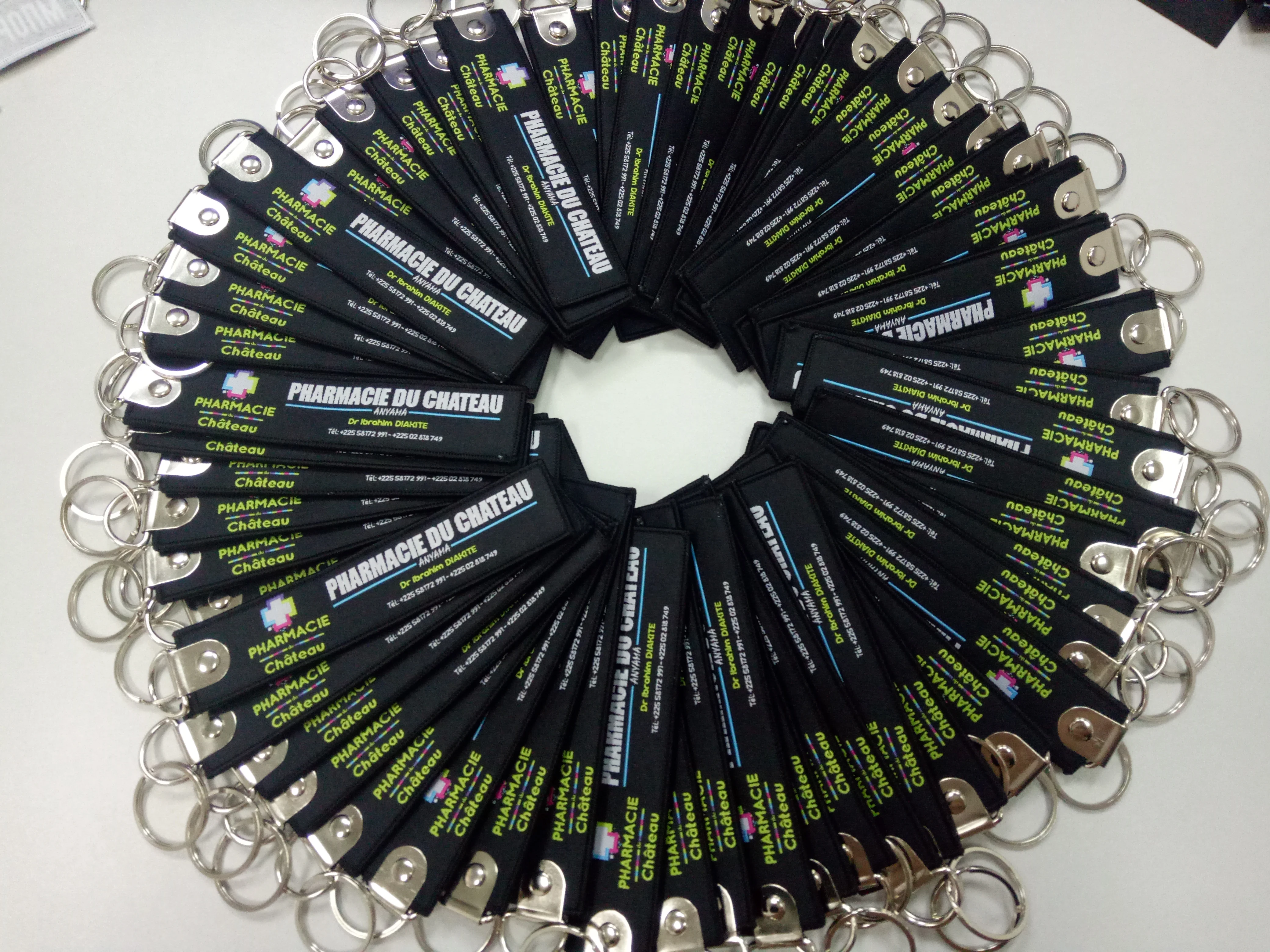 China factory direct custom Flight embroidery keychain woven key tag with your own logo