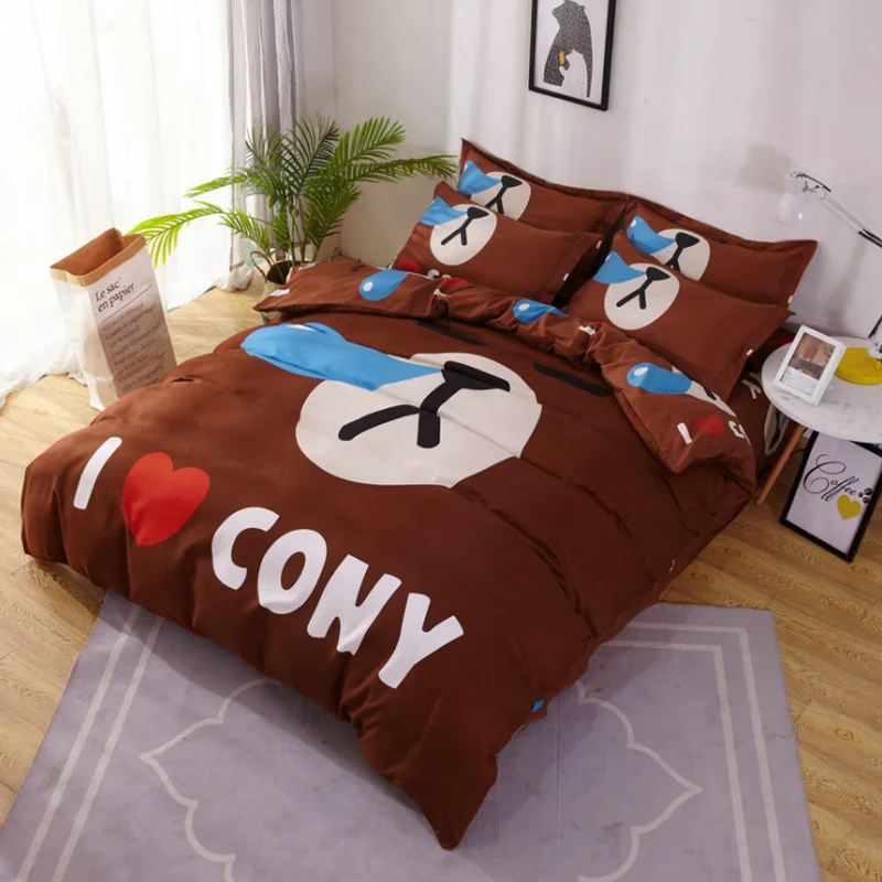 
Nordic style kids cotton 4piece sheets quilt cover cute duck animal cartoon crib bedding set baby bedding set 