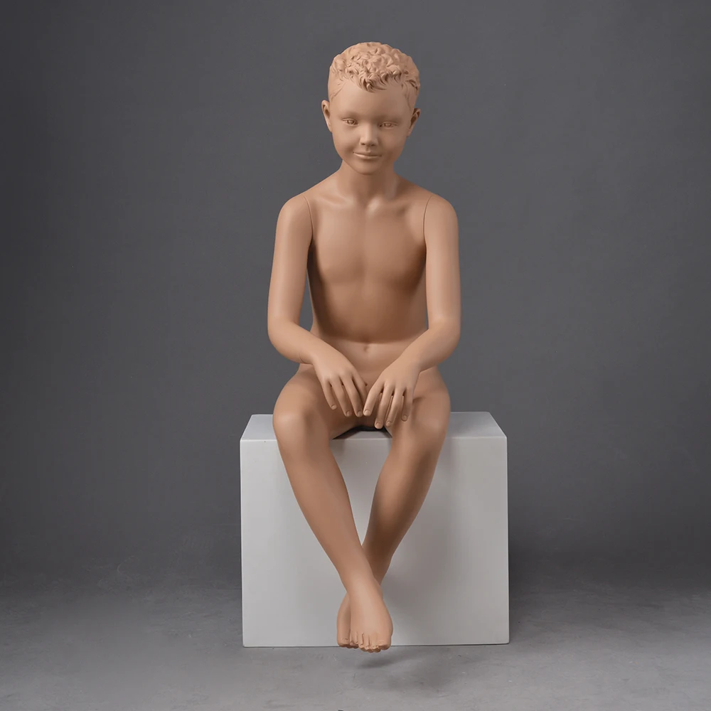 Hot sale sitting boy teenage mannequins realistic child mannequin with sculpture head