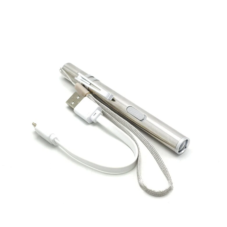 Лидер продаж, Высококачественная ручка из нержавеющей стали, карманный фонарик с зажимом, микро USB, перезаряжаемый фонарь (62000981408)
